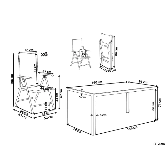 Garden Dining Set 6 Seater CATANIA Metal Grey