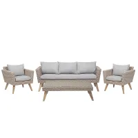 Garden Lounge Set with Table 5 Seater VITTORIA PE Rattan Grey