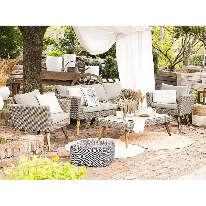 Garden Lounge Set with Table 5 Seater VITTORIA PE Rattan Grey