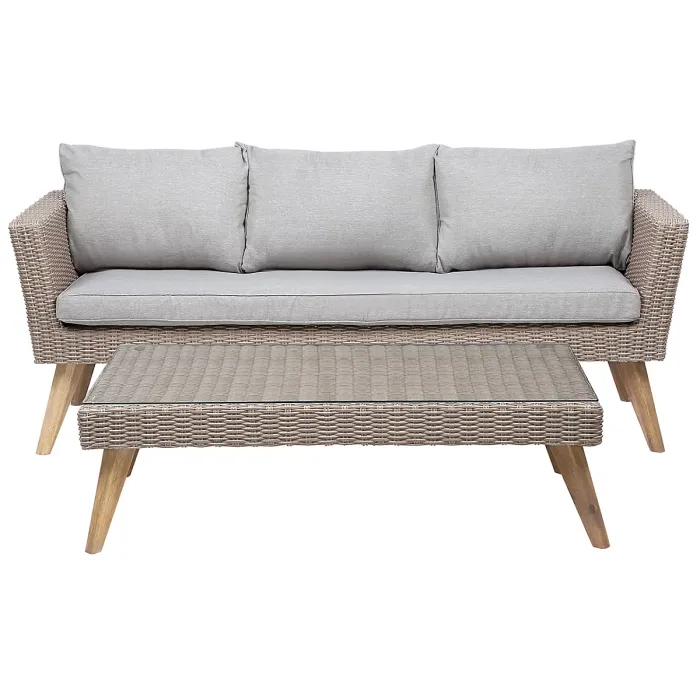 Garden Lounge Set with Table 5 Seater VITTORIA PE Rattan Grey