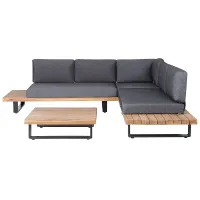 Garden Corner Sofa with Table 5 Seater MYKONOS Right Hand Certified Acacia Wood Dark Grey