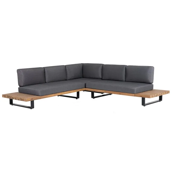 Garden Corner Sofa with Table 5 Seater MYKONOS Right Hand Certified Acacia Wood Dark Grey