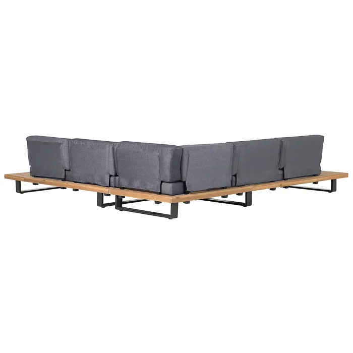 Garden Corner Sofa with Table 5 Seater MYKONOS Right Hand Certified Acacia Wood Dark Grey