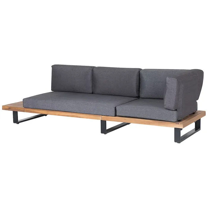 Garden Corner Sofa with Table 5 Seater MYKONOS Right Hand Certified Acacia Wood Dark Grey