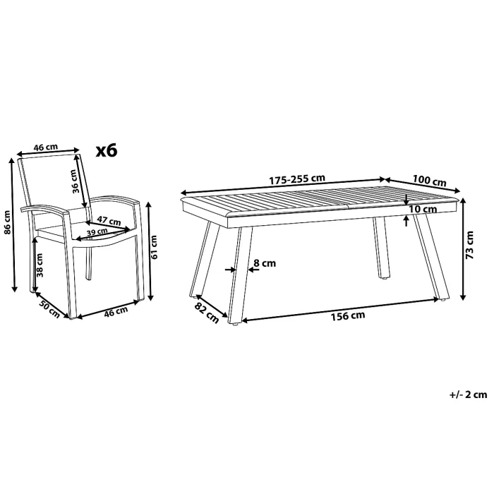 Garden Dining Set 6 Seater PERETA Metal Grey