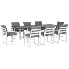 Garden Dining Set 8 Seater PANCOLE with Cushions Metal Grey