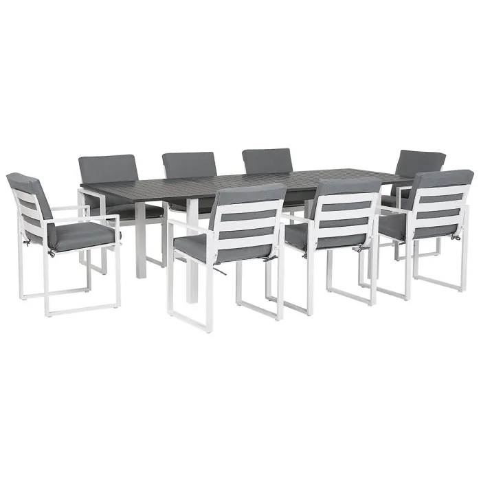 Garden Dining Set 8 Seater PANCOLE with Cushions Metal Grey