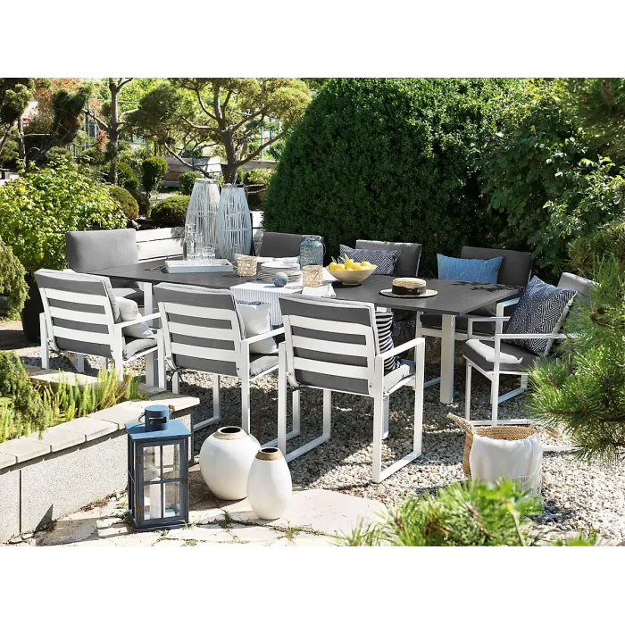 Garden Dining Set 8 Seater PANCOLE with Cushions Metal Grey