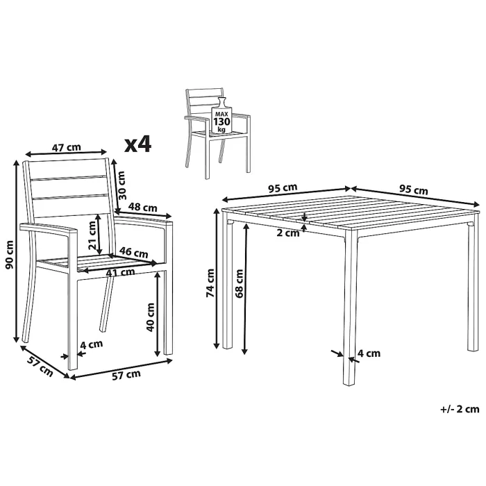 Garden Dining Set 4 Seater PRATO Grey