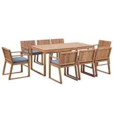 Garden Dining Set 8 Seater SASSARI with Cushions Acacia Wood Blue