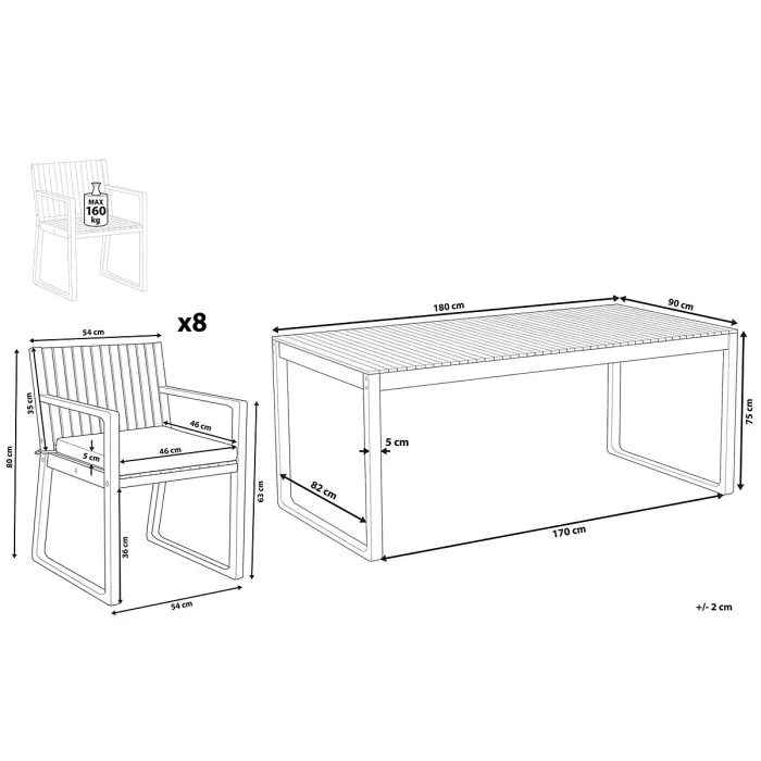 Garden Dining Set 8 Seater SASSARI with Cushions Acacia Wood Blue
