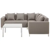 Garden Corner Sofa with Table 5 Seater BELIZE Left Hand Modular Beige