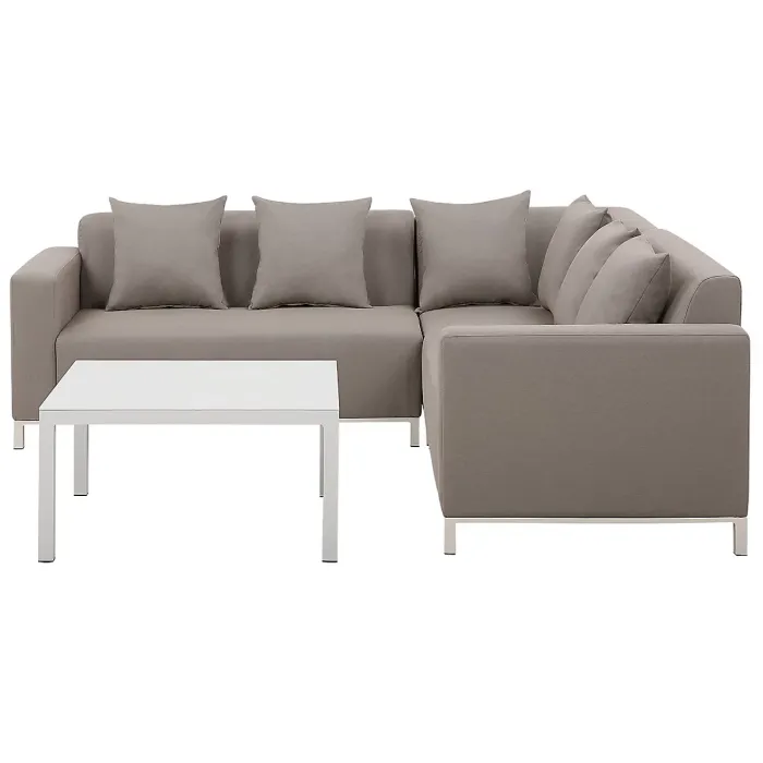 Garden Corner Sofa with Table 5 Seater BELIZE Left Hand Modular Beige