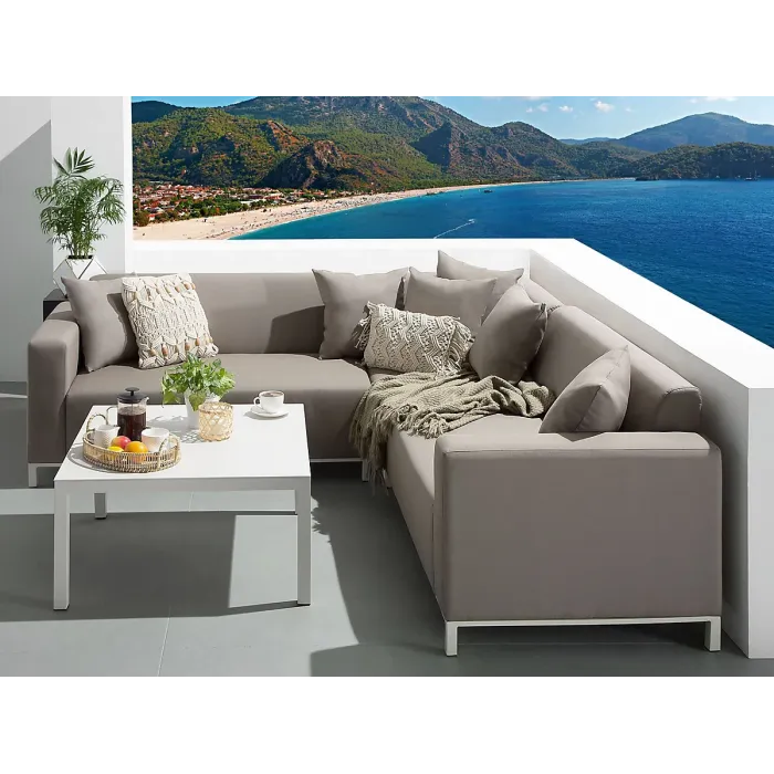 Garden Corner Sofa with Table 5 Seater BELIZE Left Hand Modular Beige