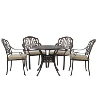 Garden Dining Set 4 Seater ANCONA with Cushions Metal Dark Brown