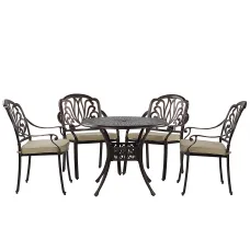 Garden Dining Set 4 Seater ANCONA with Cushions Metal Dark Brown