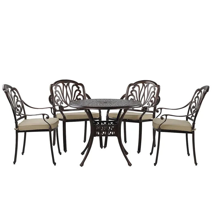 Garden Dining Set 4 Seater ANCONA with Cushions Metal Dark Brown