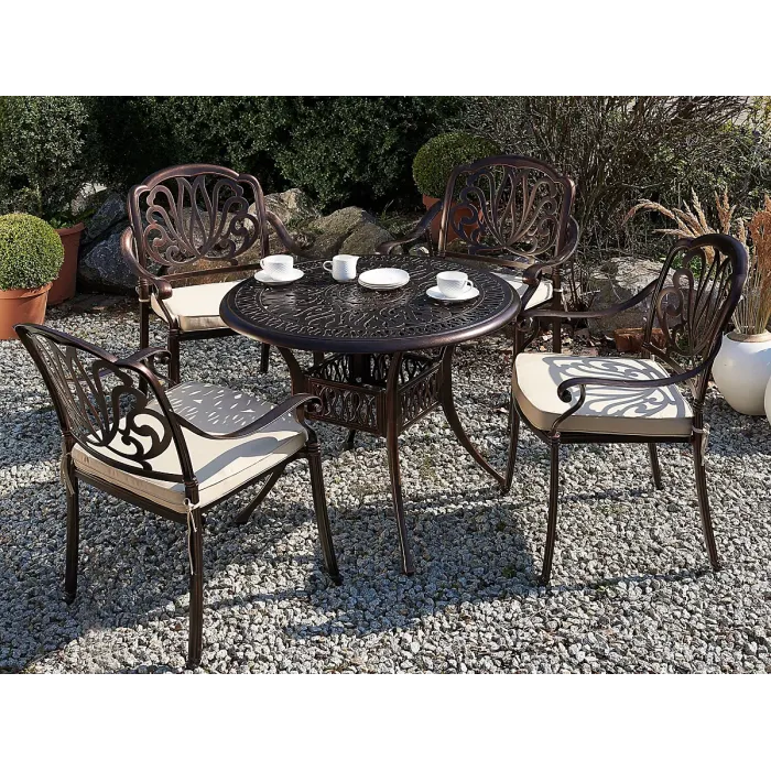 Garden Dining Set 4 Seater ANCONA with Cushions Metal Dark Brown