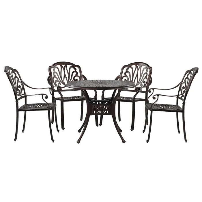 Garden Dining Set 4 Seater ANCONA with Cushions Metal Dark Brown