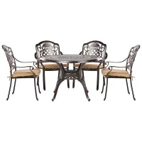 Garden Dining Set 4 Seater SALENTO with Cushions Metal Dark Brown