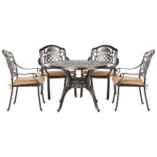 Garden Dining Set 4 Seater SALENTO with Cushions Metal Dark Brown