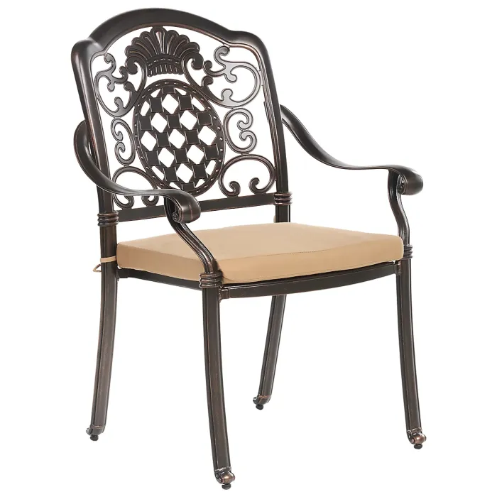 Garden Dining Set 4 Seater SALENTO with Cushions Metal Dark Brown