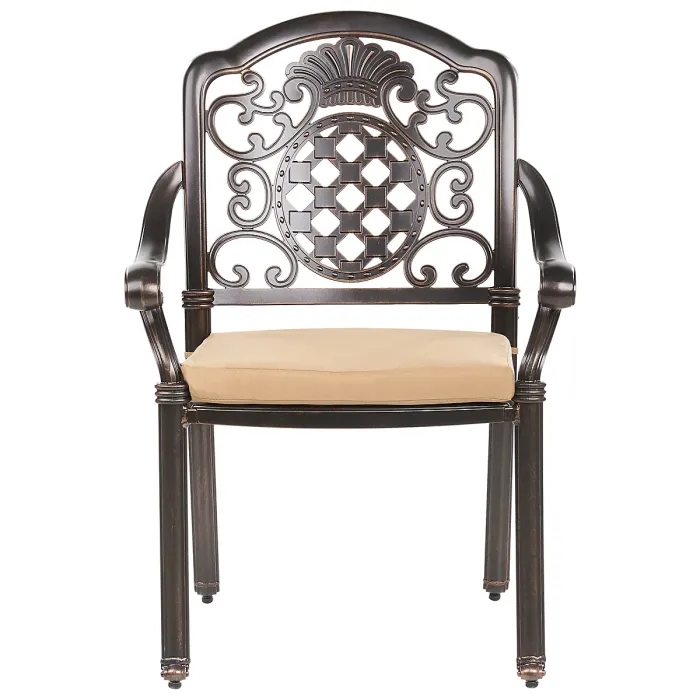 Garden Dining Set 4 Seater SALENTO with Cushions Metal Dark Brown