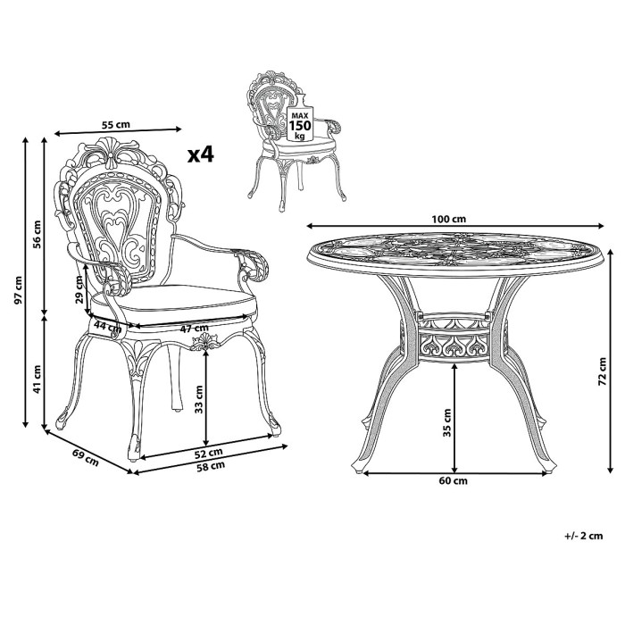 Garden Dining Set 4 Seater SAPRI with Cushions Metal Dark Brown