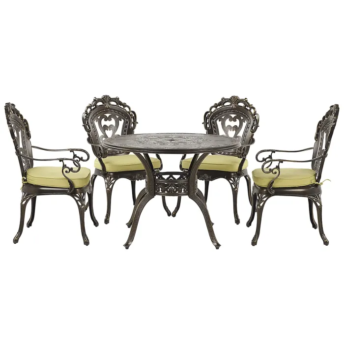 Garden Dining Set 4 Seater SAPRI with Cushions Metal Dark Brown