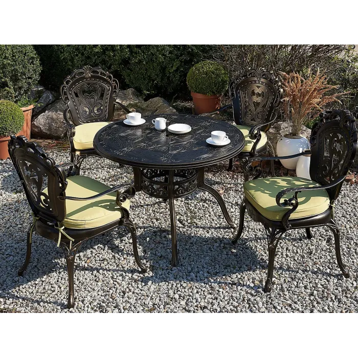 Garden Dining Set 4 Seater SAPRI with Cushions Metal Dark Brown