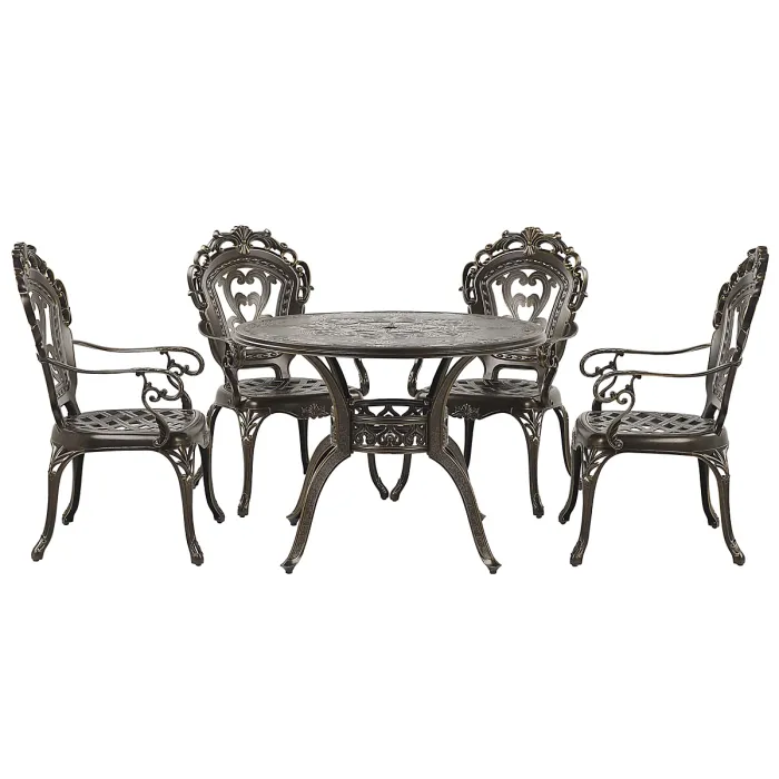 Garden Dining Set 4 Seater SAPRI with Cushions Metal Dark Brown