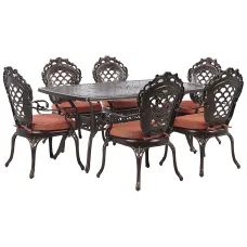 Garden Dining Set 6 Seater LIZZANO with Cushions Metal Dark Brown