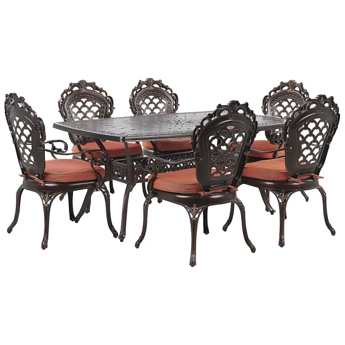 Garden Dining Set 6 Seater LIZZANO with Cushions Metal Dark Brown