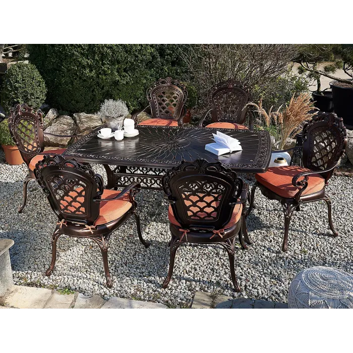 Garden Dining Set 6 Seater LIZZANO with Cushions Metal Dark Brown
