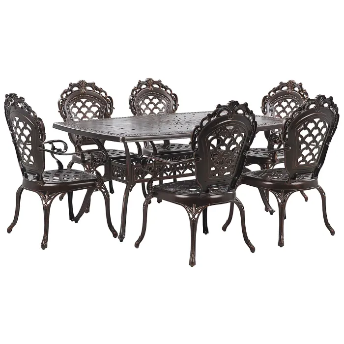 Garden Dining Set 6 Seater LIZZANO with Cushions Metal Dark Brown