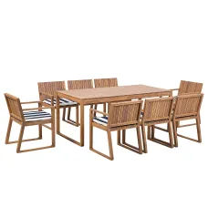Garden Dining Set 8 Seater SASSARI with Cushions Acacia Wood Navy Blue