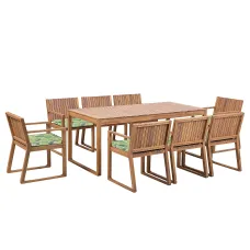 Garden Dining Set 8 Seater SASSARI with Cushions Acacia Wood Green