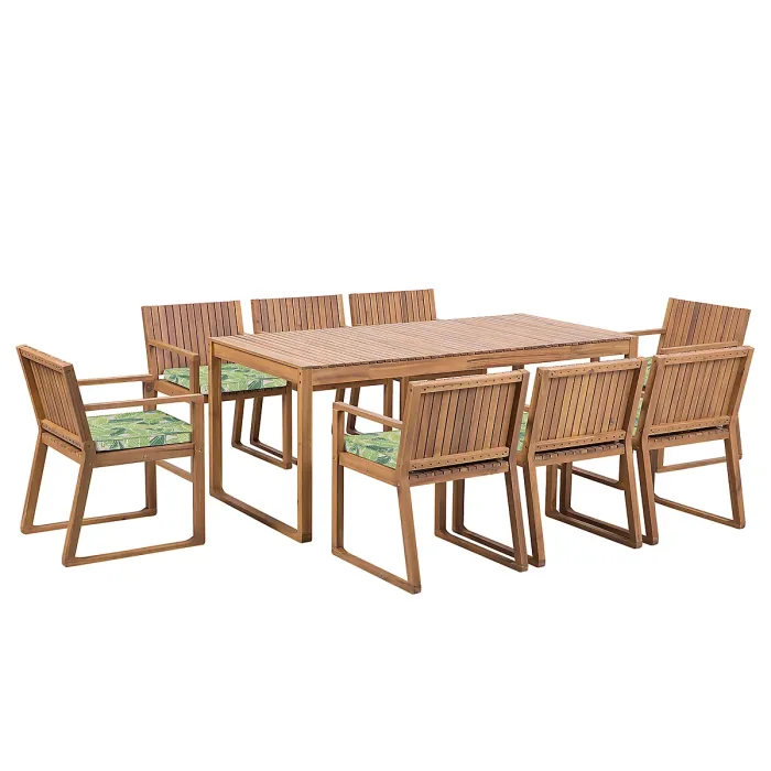Garden Dining Set 8 Seater SASSARI with Cushions Acacia Wood Green