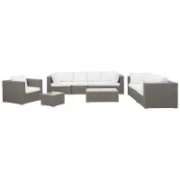 Garden Lounge Set with Table 8 Seater MAESTRO Modular PE Rattan Taupe