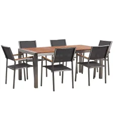 Garden Dining Set 6 Seater GROSSETO Eucalyptus Wood Brown/ Grey