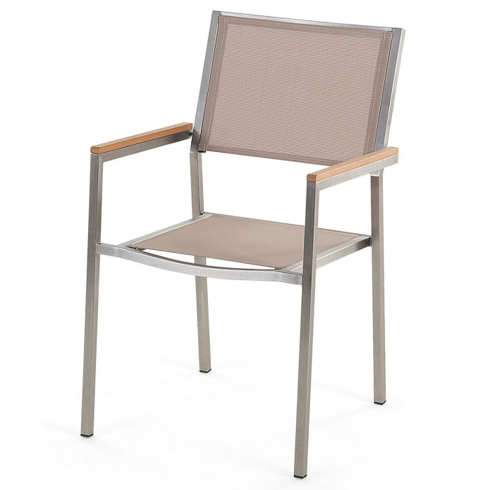 Garden Dining Set 6 Seater GROSSETO Eucalyptus Wood Brown/ Beige