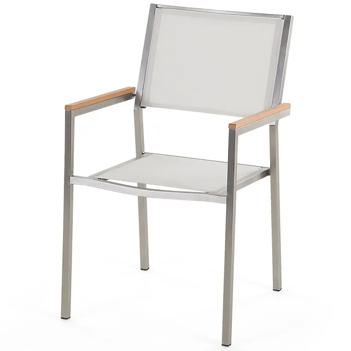 Garden Dining Set 6 Seater GROSSETO Eucalyptus Wood Brown/ White