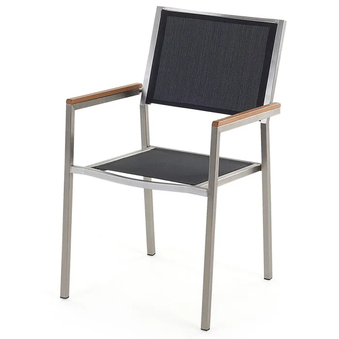 Garden Dining Set 6 Seater GROSSETO Eucalyptus Wood Brown/ Black