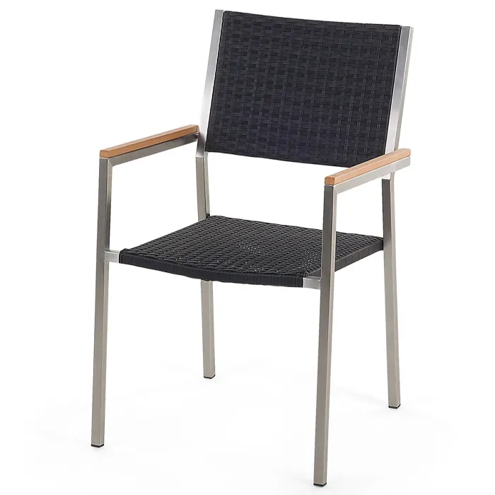 Garden Dining Set 6 Seater GROSSETO Eucalyptus Wood Brown/ Black