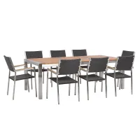 Garden Dining Set 8 Seater GROSSETO Eucalyptus Wood Brown/ Black