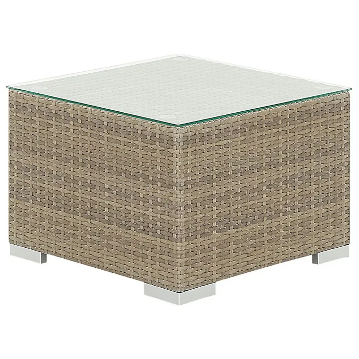 Garden Lounge Set with Table 8 Seater MAESTRO Modular PE Rattan Light Brown