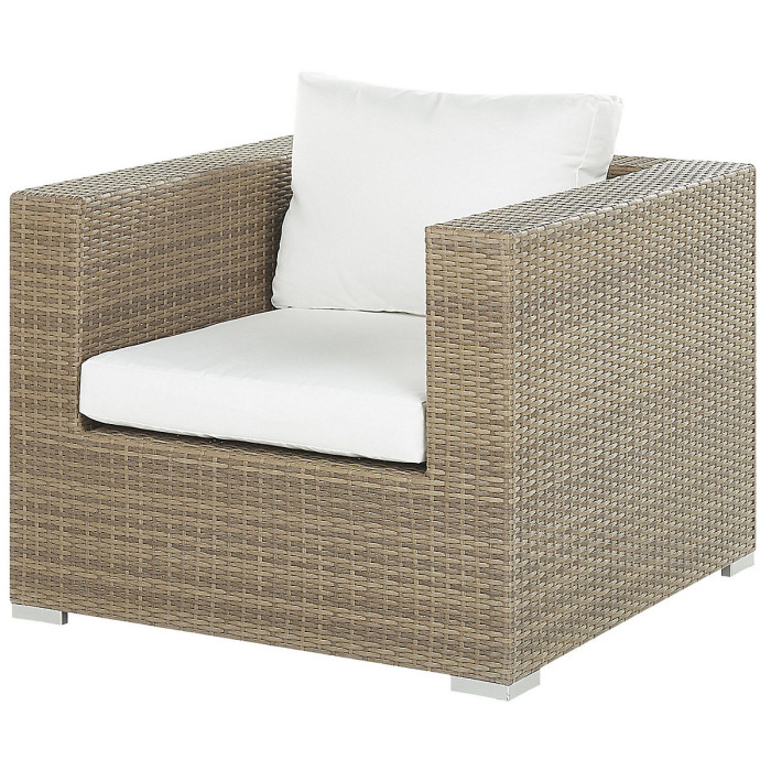 Garden Lounge Set with Table 8 Seater MAESTRO Modular PE Rattan Light Brown