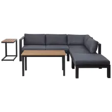Garden Corner Sofa with Table 5 Seater MESSINA Left Hand Metal Black