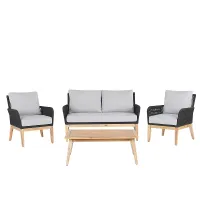 Garden Lounge Set with Table 4 Seater MERANO Acacia Wood Grey