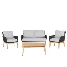 Garden Lounge Set with Table 4 Seater MERANO Acacia Wood Grey